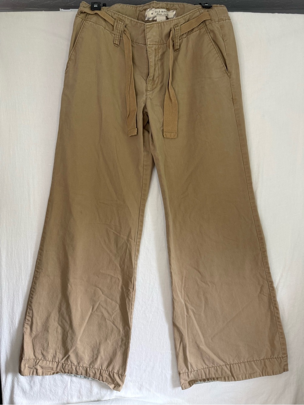 Old Navy Y2K style low rise Womens Relaxed Fit Tan Wide leg Cotton Pants Size 4